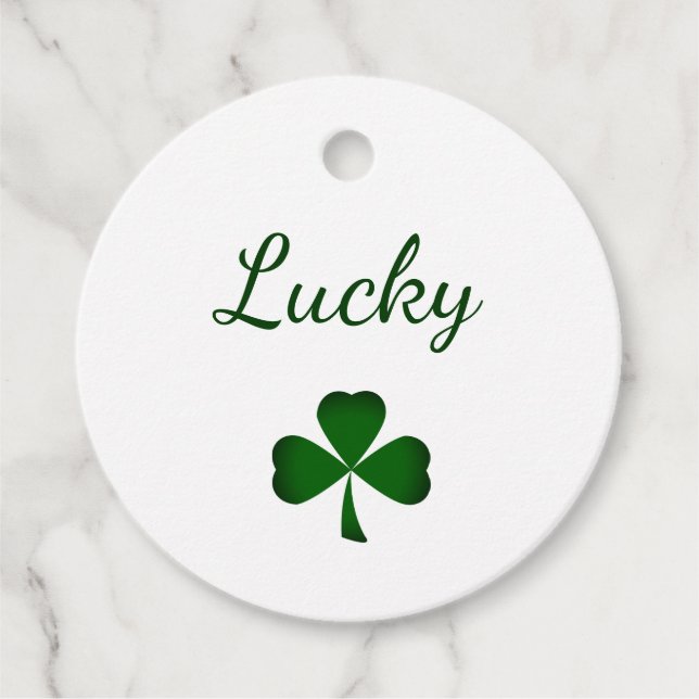 Étiquettes Cadeau Lucky St. Patrick's Day Shamrock vert (Devant)