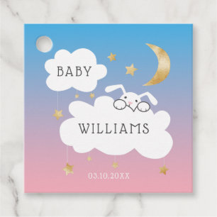Étiquettes Cadeau Lullaby Thème Bunny rose et bleu Révélation de gen