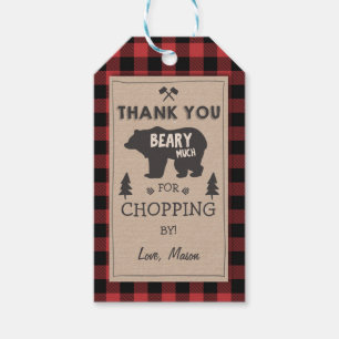 Étiquettes-cadeau Lumberjack merci tags Bear Red plaid Anniversaire