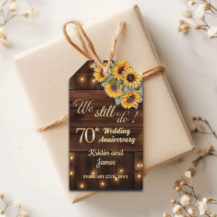 Étiquettes-cadeau Lumières de Chaîne de 70e Anniversaire de Mariage 