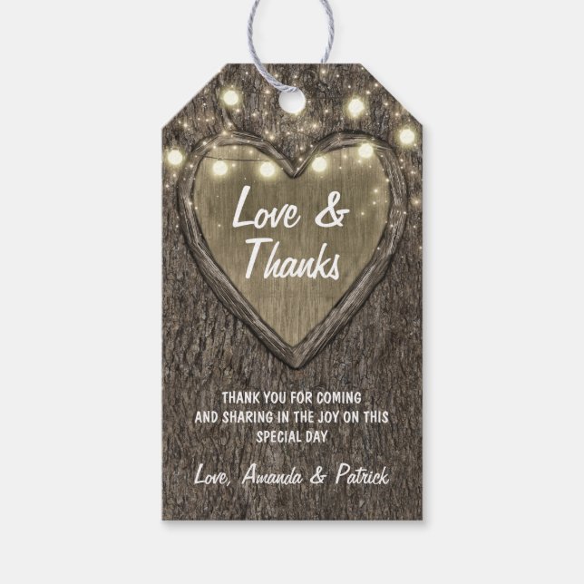 Étiquettes-cadeau Lumières de la campagne Chêne rustique Mariage Mer (Devant)