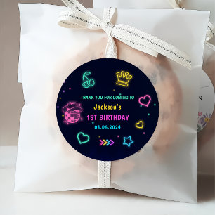 Étiquettes Cadeau Lumières de Neon lumineux Merci fête d'anniversair