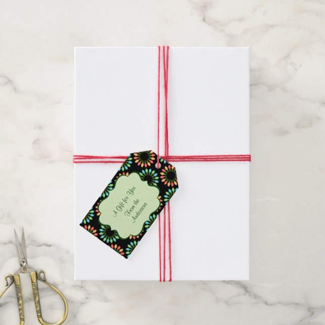 Étiquettes-cadeau Lumières de Noël en cercles colorés Motif (With Twine)