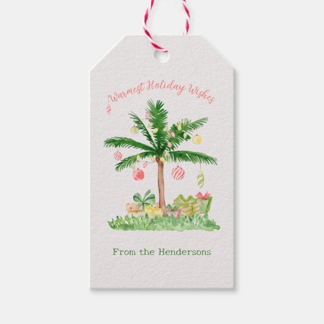 Étiquettes-cadeau Lumières de Noël Whimsical Tropical (Devant)