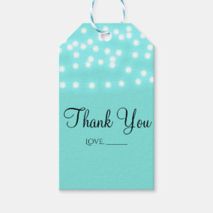 Étiquettes-cadeau Lumières élégantes turquoise moderne et à ficelle