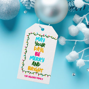 Étiquettes-cadeau Luminaires de Noël colorés brillants Photo Magnet