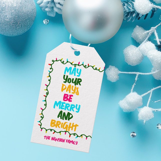 Étiquettes-cadeau Luminaires de Noël colorés brillants Photo Magnet  (Créateur téléchargé)