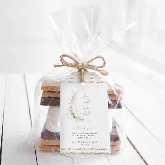 Étiquettes-cadeau Lune | Boho Hippie Baby shower Merci (Créateur téléchargé)