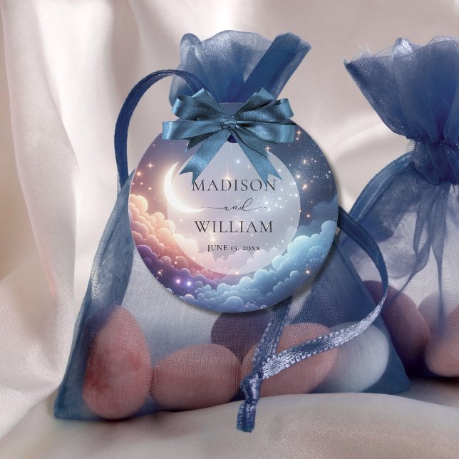 Étiquettes Cadeau Lune céleste et étoiles Mariage personnalisé (Créateur téléchargé)