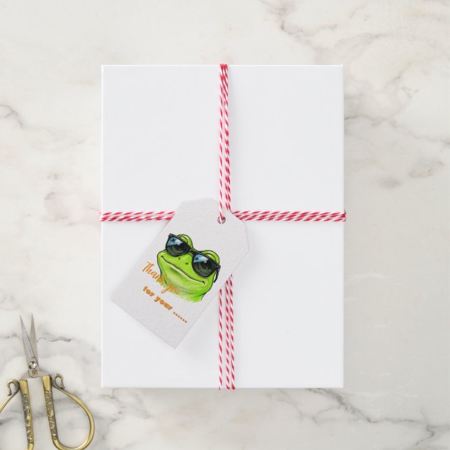 Étiquettes-cadeau Lunettes de soleil Cool Frog  (Avec de la ficelle)