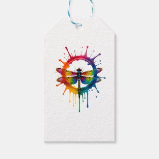 Étiquettes-cadeau Lunettes de soleil Cool Graphic Tie Dye Libellule
