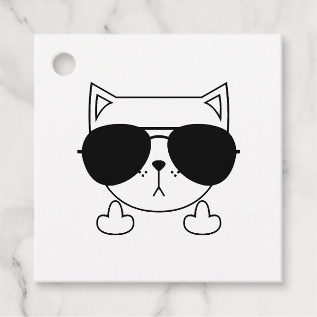 Étiquettes Cadeau Lunettes de soleil de chat (Devant)