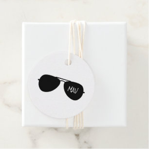 Étiquettes Cadeau Lunettes de soleil de l'aviateur Silhouette Pilote