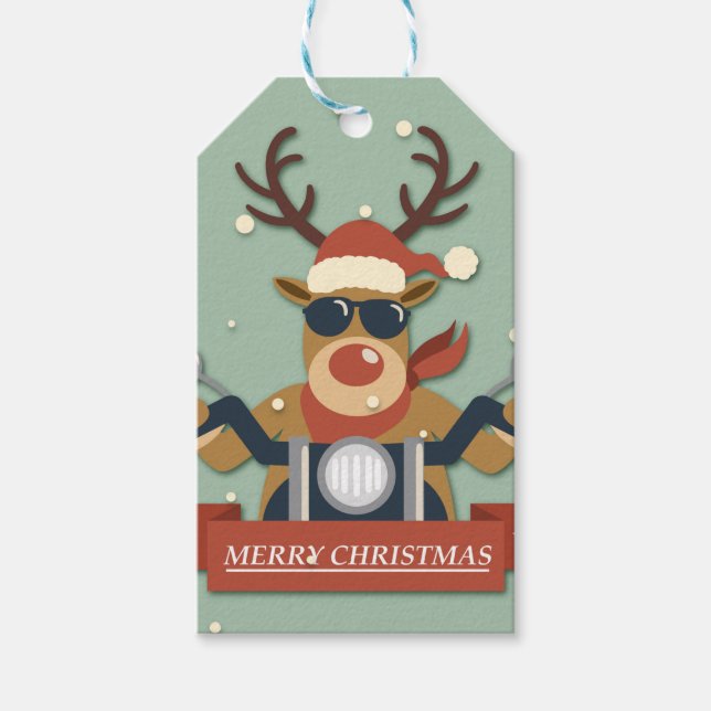 Étiquettes-cadeau Lunettes de soleil de rennes à moto (Devant)