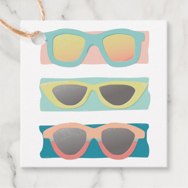 Étiquettes Cadeau Lunettes de soleil d'été Trio Coral (Devant)