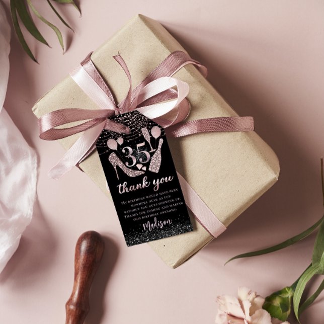 Étiquettes-cadeau Luxe 35e anniversaire Merci personnalisé (Créateur téléchargé)