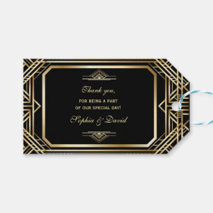Étiquettes-cadeau Luxe Black and Gold Great Gatsby Mariage