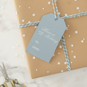 Étiquettes-cadeau Luxe moderne Font Blue Holiday