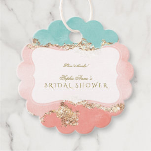 Étiquettes Cadeau Luxe Pastel Watercolor Gold Foil Fête des mariées