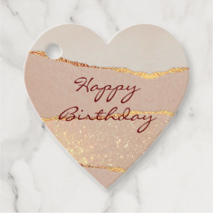 Étiquettes Cadeau Luxueux Paillettes Or Rose Personnalisé