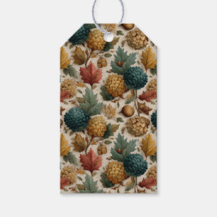 Étiquettes-cadeau Luxueux Turquoise Gold Pinecones Acorns