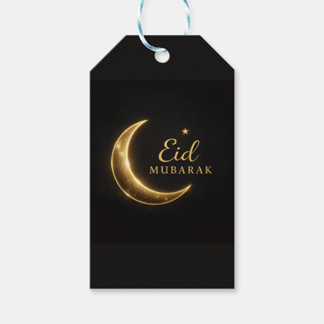Étiquettes-cadeau Luxury Black & Gold Eid Mubarak Stickers– Elegant (Devant)