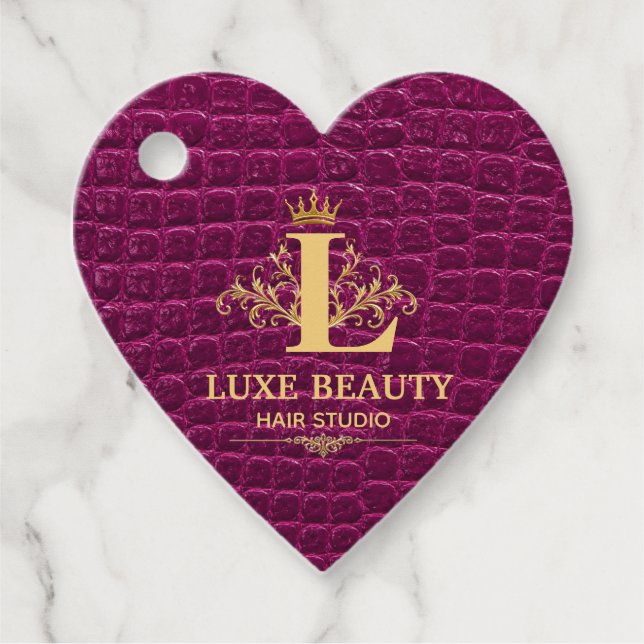 Étiquettes Cadeau Luxury Crocodile Leather Monogram Gold Initial  (Devant)