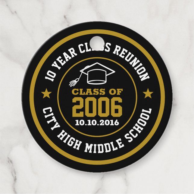 Étiquettes Cadeau Lycée Classe Réunion Collège Année d'obtention du  (Devant)