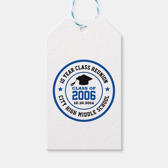 Étiquettes-cadeau Lycée Classe Réunion Collège Année d'obtention du  (Devant)