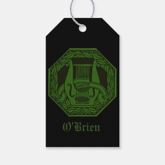Étiquettes-cadeau Lyre verte personnalisable (Devant)