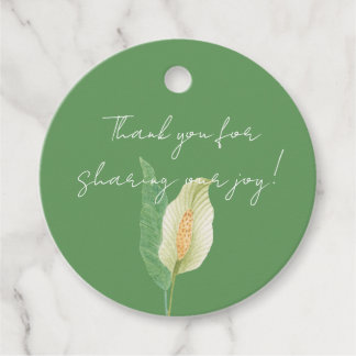 Étiquettes Cadeau Lys de la paix blanc aquarelle - mariage minimalis