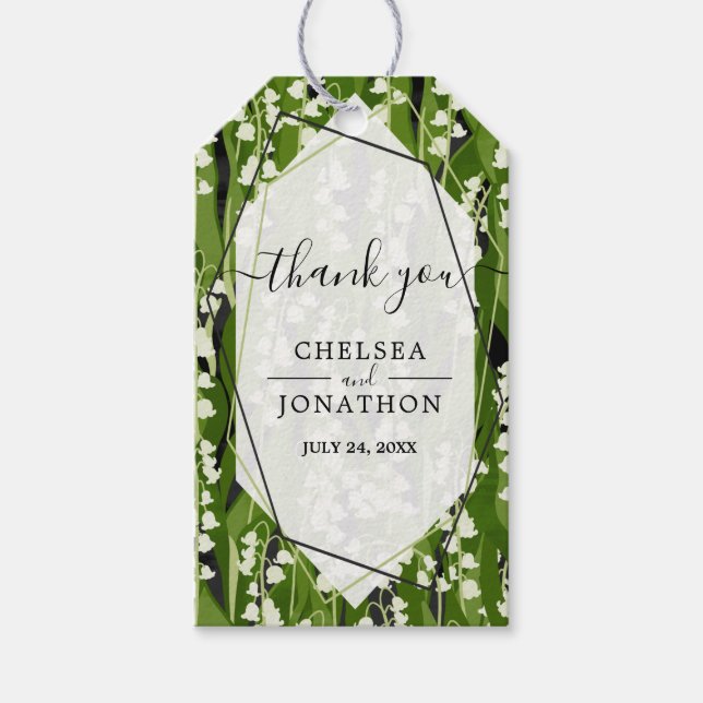 Étiquettes-cadeau Lys de la Vallée Merci Mariage verdoyant (Devant)