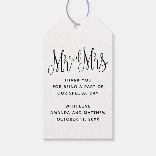 Étiquettes-cadeau M. et Mme Black and white (Devant)