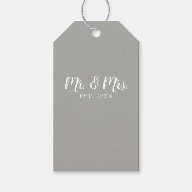Étiquettes-cadeau M. et Mme Script Mariage établi (Devant)