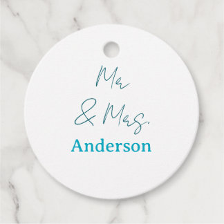 Étiquettes Cadeau M & Mme ajout nom de famille date année faveur de 
