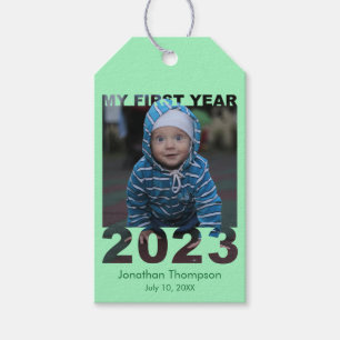 Étiquettes-cadeau Ma première année 2023 Moderne Découpe Bébé Photo