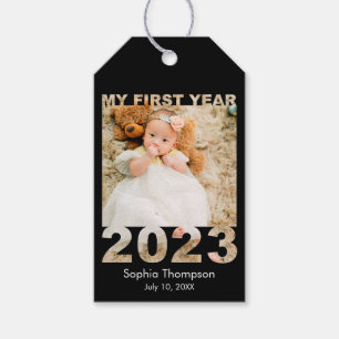 Étiquettes-cadeau Ma première année 2023 Moderne découpé photo bébé