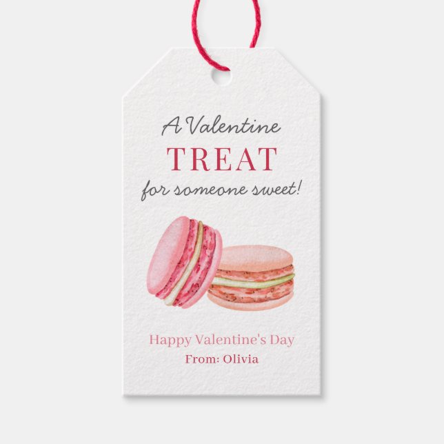 Étiquettes-cadeau Macaron Happy Valentine's Day Sweet Treat Favors  (Devant)