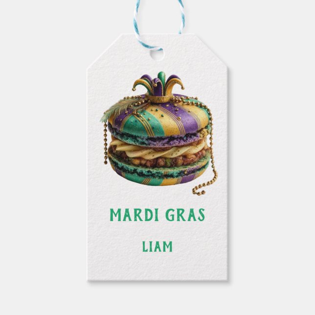Étiquettes-cadeau Macaron Royal Mardi Gras (Devant)