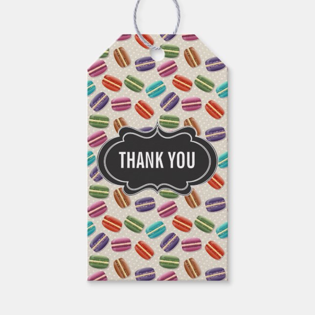 Étiquettes-cadeau Macarons colorés mignons Merci Motif (Devant)