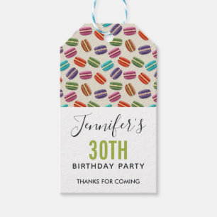 Étiquettes-cadeau Macarons Motifs parisiens colorés Anniversaire