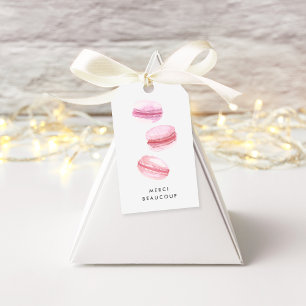 Étiquettes-cadeau Macarons rose vif Merci