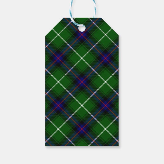 Étiquettes-cadeau MacDonald tartan bleu vert plaid (Dos)