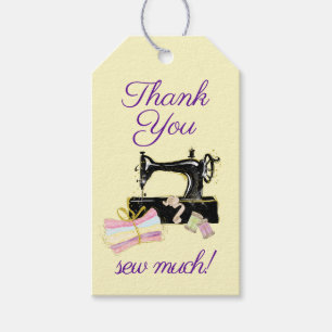 Étiquettes-cadeau Machine à coudre Vintage Merci drôle