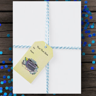 Étiquettes-cadeau Machine à écrire manuelle vintage pourpre Papier S