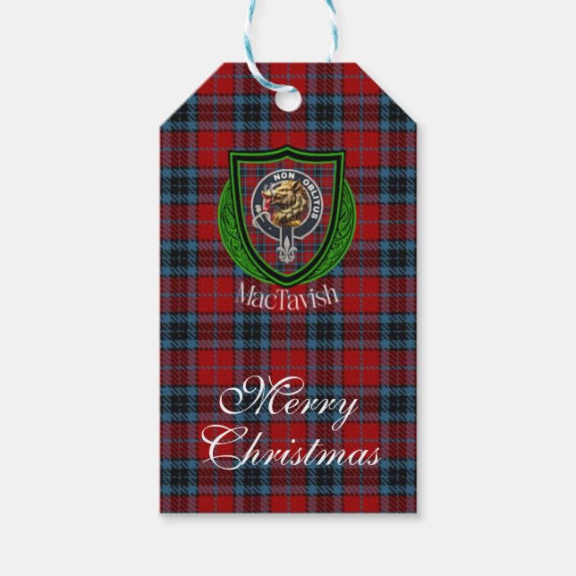 Étiquettes-cadeau MacTavish Scottish Clan Tartan & Crest (Devant)