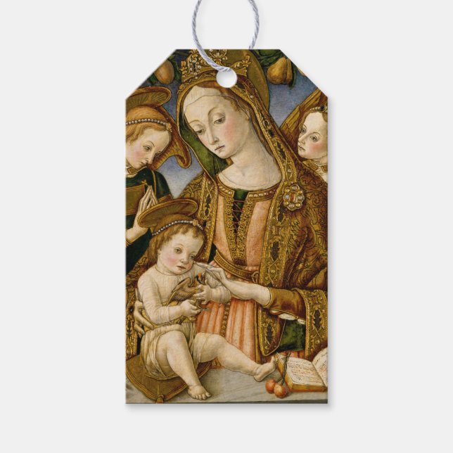 Étiquettes-cadeau Madonna Jésus Christ Anges Noël élégant (Devant)