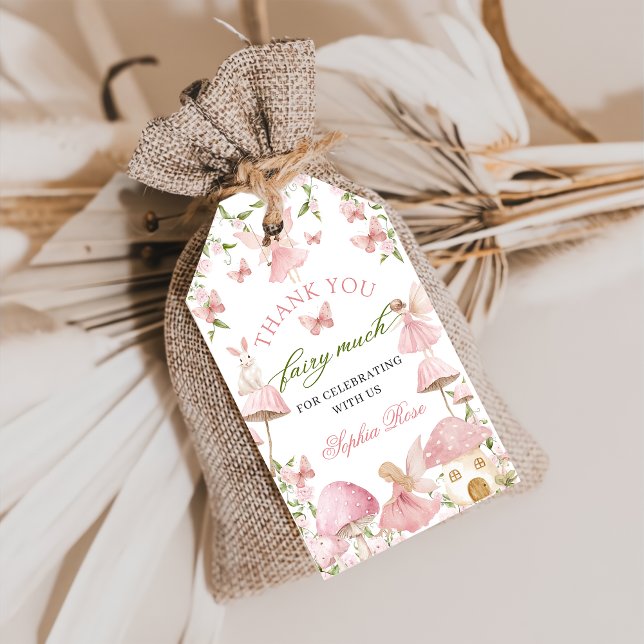 Étiquettes-cadeau Magical Floral Mushroom Fairy Birthday Gift Tags (Créateur téléchargé)