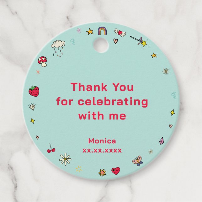 Étiquettes Cadeau Magique jour mignon dessin animé licorne enfants m (Devant)