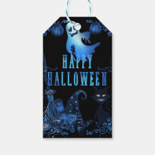 Étiquettes-cadeau Magique Joyeux Halloween Fête Noir Bleu Lumineux